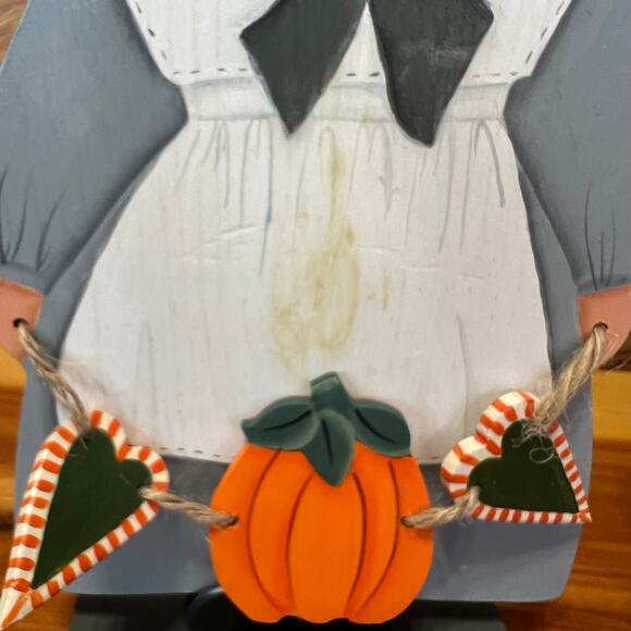 Vintage Wooden Handmade Thanksgiving Pilgrim Set Shelf Sitters Signed Cornelius - Picture 12 of 14